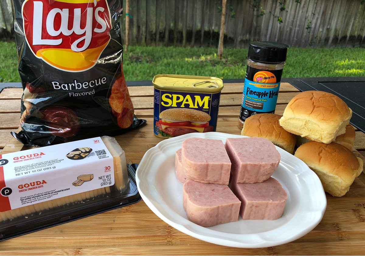 Inredients for Grilled Spam Pineapple Head Sliders