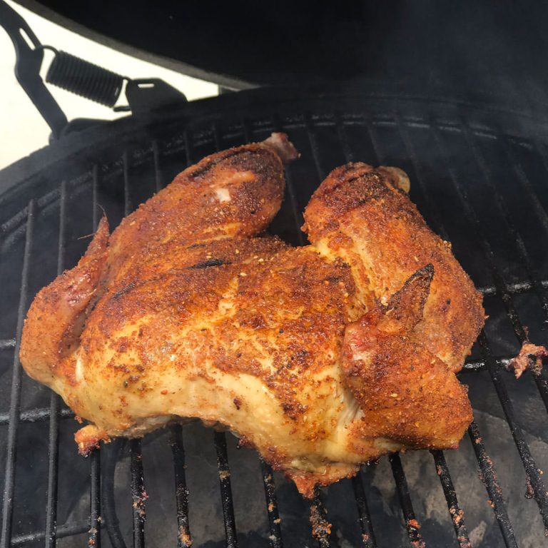 If skin is well browned before meat is done, simply flip back to the skin-up position until finished