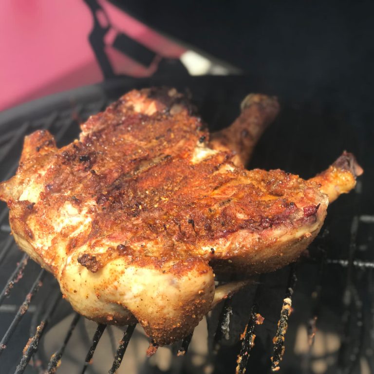 Carefully flip bird skin down