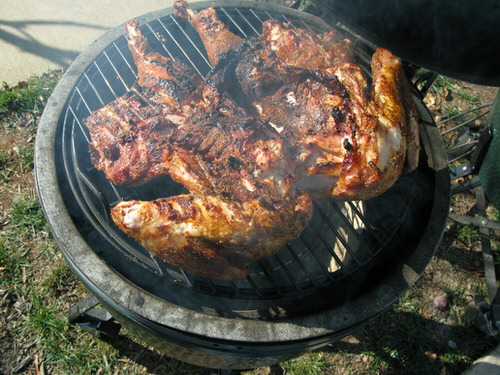 Cook turkey on grill