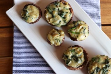 Spinach Artichoke Stuffed Mushrooms with Happy Nancy seasoning