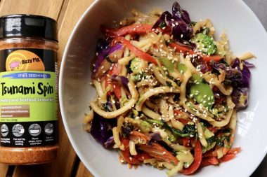 Vegetable Lo Mein with Tsunami Spin seasoning