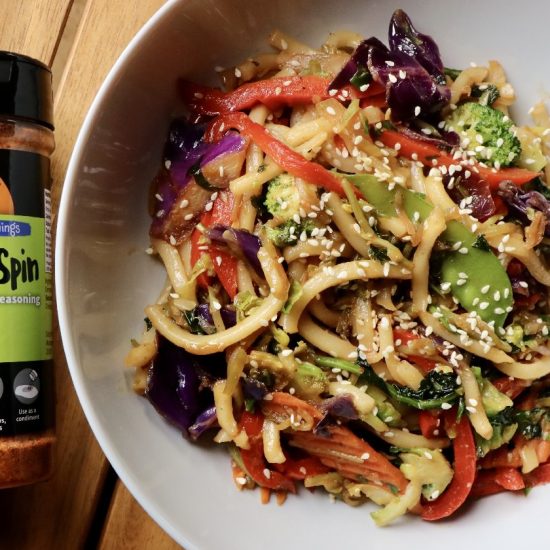 Vegetable Lo Mein with Tsunami Spin seasoning