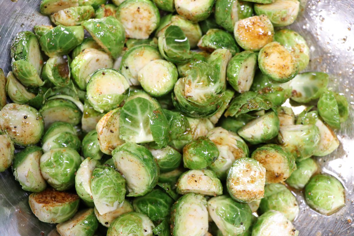 Toss brussels sprouts with olive oil and Wonder Bird seasoning