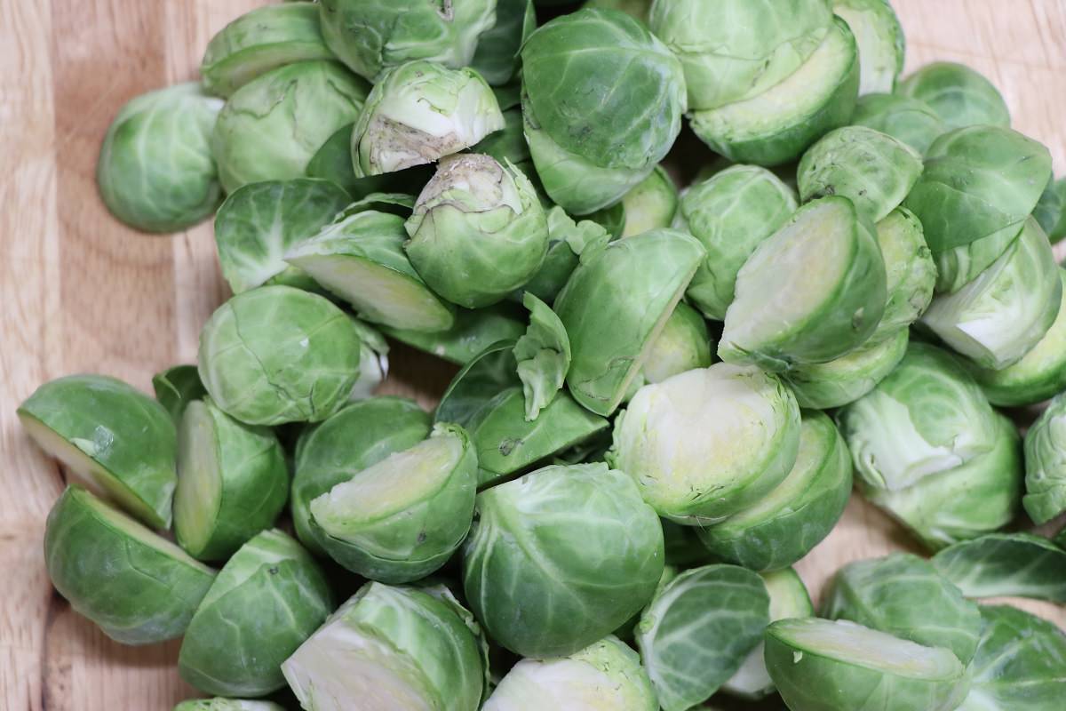 Trim brussels sprouts
