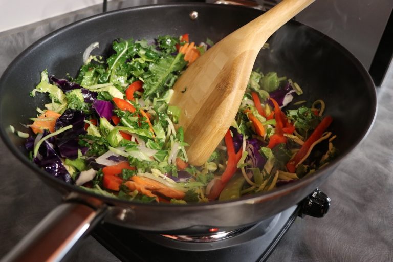 Saute vegetables until almost crisp tender