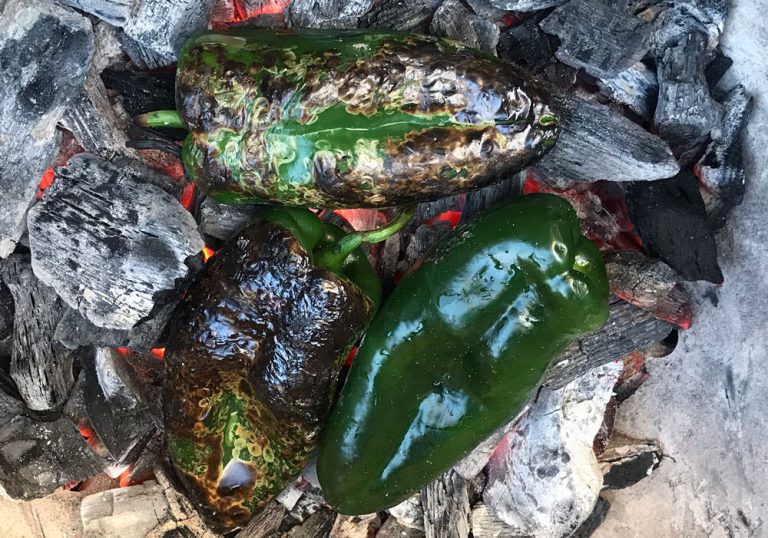 Immediately wrap peppers in aluminum foil, to steam for about 15 minutes.