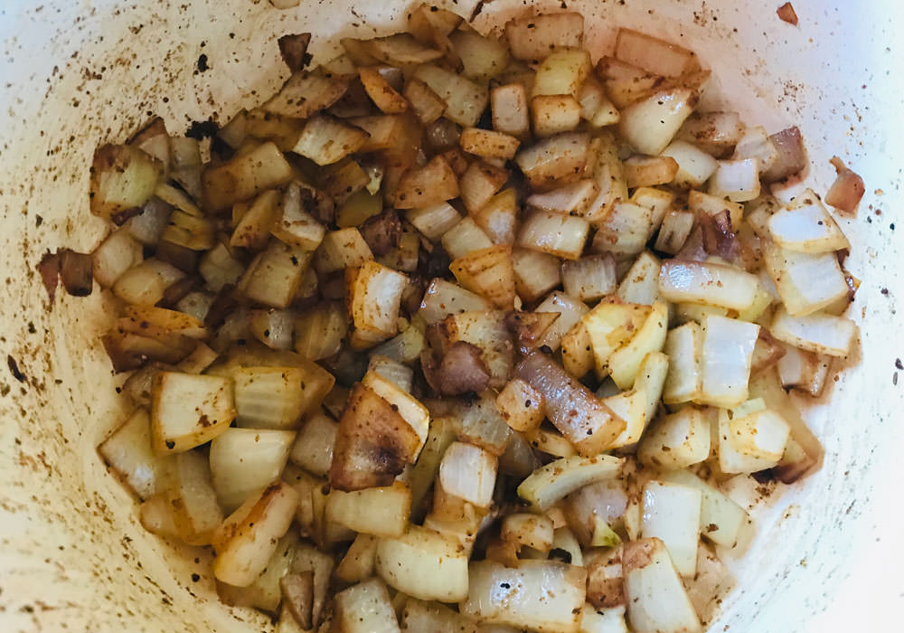 Add onions and Fajita-ish to pot and cook until translucent,