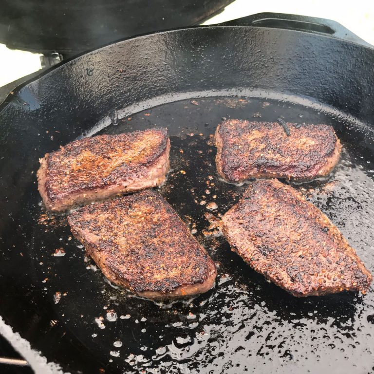 Cook venison quickly on each side until well browned