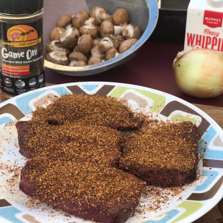 Season venison with an even coating of Dizzy Pig Game On! Seasoning