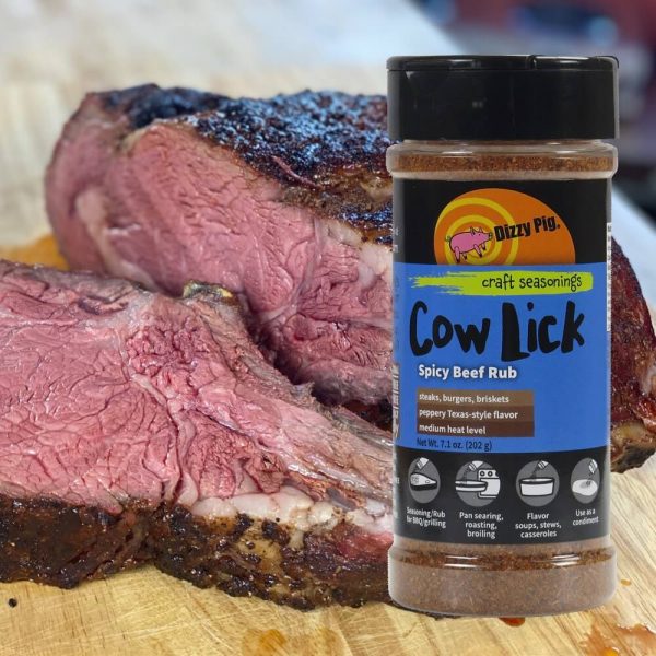 Juicy prime ribs seasoned with Cow Lick