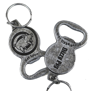 Bottle open with Dizzy Pig logo