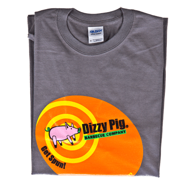 Dizzy Pig tee shirt, charcoal color