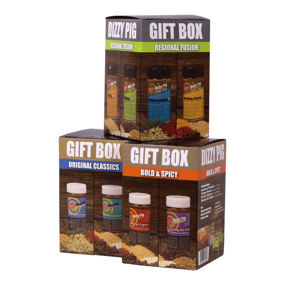 Gift box of 4 Dizzy Pig seasonings plus extras