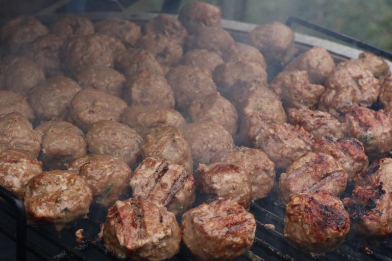 Cook meatballs on BGE grill