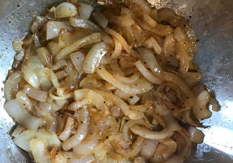 Grilled hamburgers - saute onions for 20-30 minutes