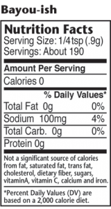 Nutrition label forBayou-ish blackening seasoning