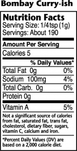 Nutrition label for Bombay Curry-ish Fusion Curry Blend