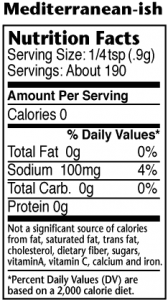 Nutrition label for Mediterranean-ish Greek & Italian seasoning